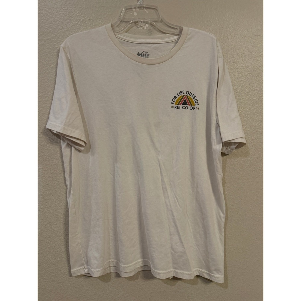 REI Co-op Mens Graphic T-Shirt Medium White For Life Outside Hiking Tee